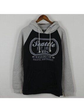 Salt Creek Souvenir Seattle, WA Men's Medium Blue Gray Graphic Hoodie Sweatshirt